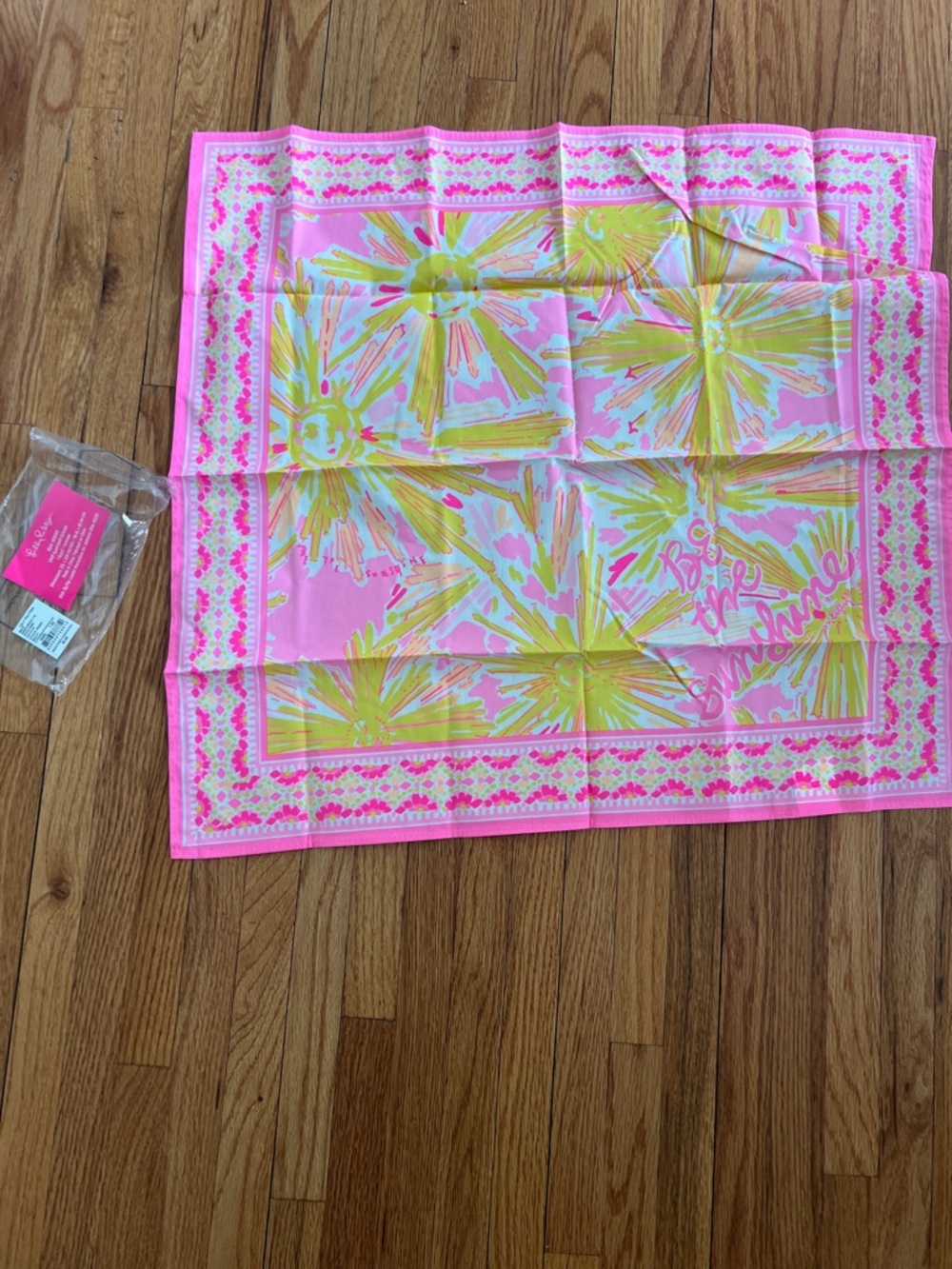 Lilly Pulitzer Pink & Yellow Floral Border Scarf